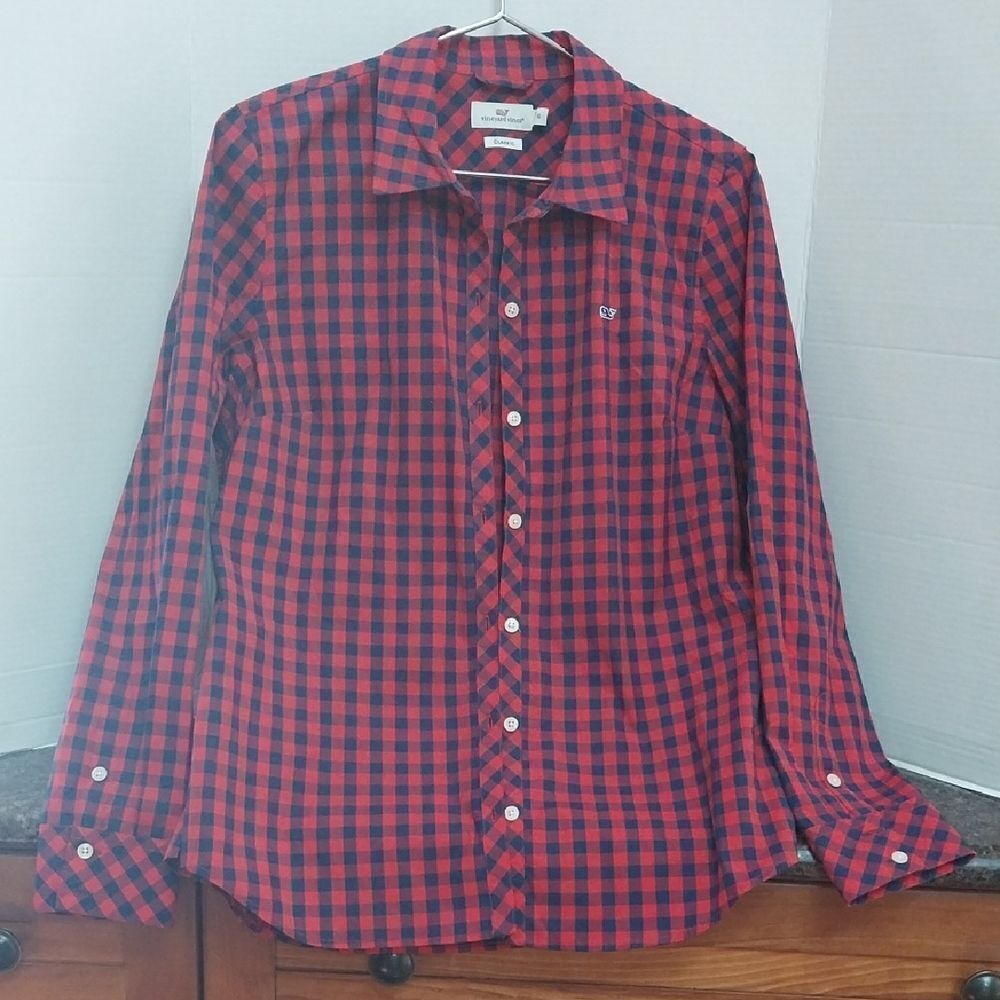 Vineyard Vines Red and Blue  Casual Button Down Shirt....SIZE 10...New..No Tags